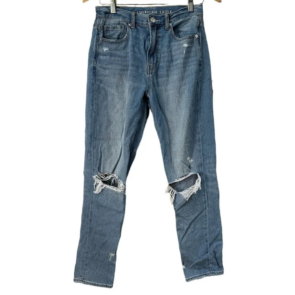 AMERICAN EAGLE Distressed Denim Mom Jean - 4